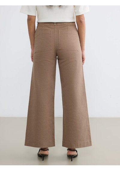 Lcw Modest Bej Yüksek Bel Wideleg Kadın Jean Pantolon