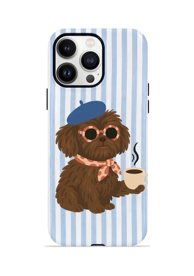 Apple iPhone Uyumlu 14 Pro Max Vorian Çift Katmanlı Magsafe Kılıf Cafe Dog Riviera