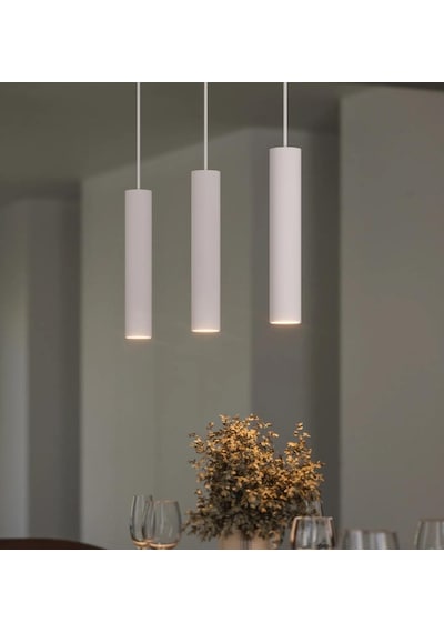 Mylights Beyaz 60 Cm Metal Sarkıt Üçlü Avize Os-ram Led Ampullü 3000k Beyaz