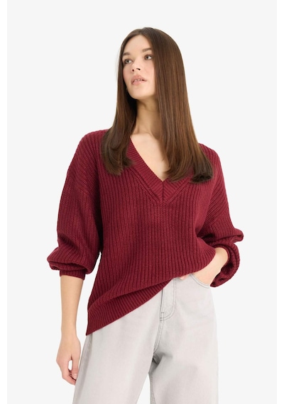 Defacto Oversize Geniş Kalıp V Yaka Triko Kazak Z7135az25wnbr455 Bordo Defacto Oversize Geniş Kalıp V Yaka Triko Kazak Z7135az25wnbr455 Bordo