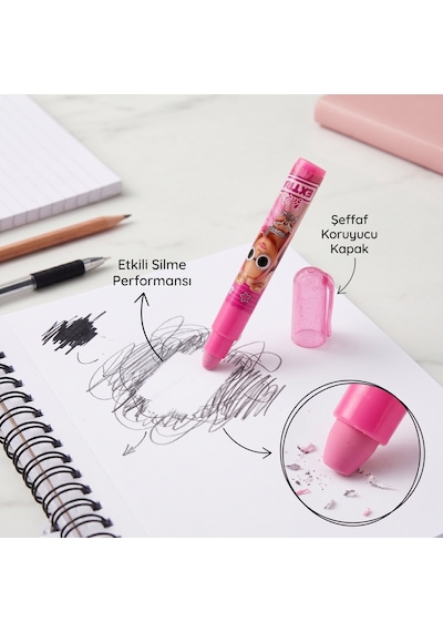 Bakgelal Lisanslı Barbie Extra Ruj Şeklinde Silgi Pembe Kapaklı Kırtasiye Okul Silgisi - 9056614920242