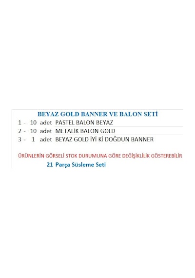 Beyaz Gold İyi Ki Doğdun Banner+beyaz Ve Gold Balon Tüm Yaşlar