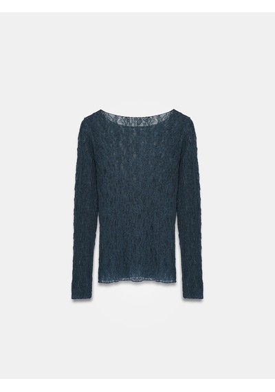 Dilvin 32764 Kayık Yaka Dantel Top-indigo İndigo