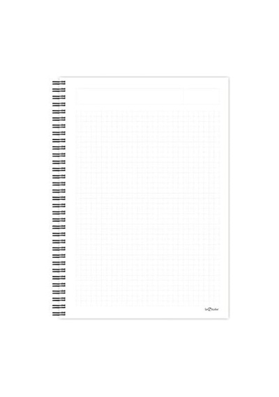 2018045/2 Polygonal Esnek Karton Kapak, Siyah Spiralli Renkli Kenar Boyama Kareli Squared / Helmet 103 Ivory