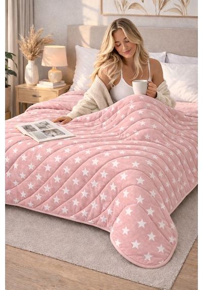 Laila Kapitone Pamuklu Çift Kişilik 200 X 230 Cm Çok Amaçlı Yatak Örtüsü / Pike Pudra
