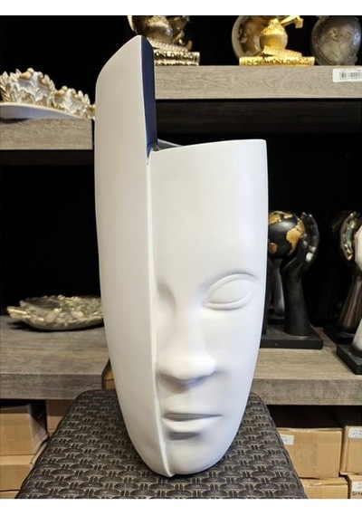 Soyut Yüz 40 Cm Beyaz Vazo