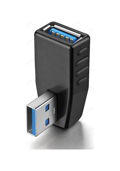 Usb 3.0 Sol Açılı Konnektör Erkek Dişi 90 Derece Uzatma Adaptörü