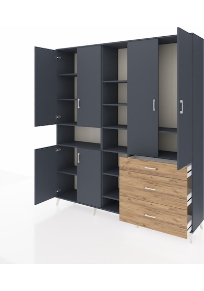 Hyperion Dolap 13 Raflı 3 Çekmeceli 6 Kapaklı 220x44x243 Antrasit-antrasit/çam Çok Renkli Hyperion Dolap 13 Raflı 3 Çekmeceli 6 Kapaklı 220x44x243 Antrasit-antrasit/çam Çok Renkli