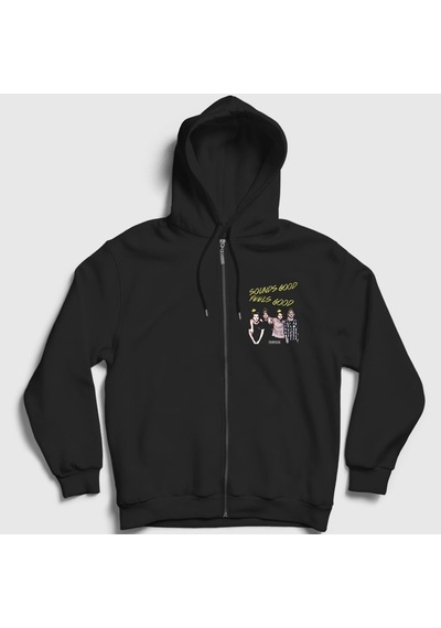 Presmono Unisex Band 5 Seconds Of Summer Fermuarlı Kapüşonlu Sweatshirt Siyah