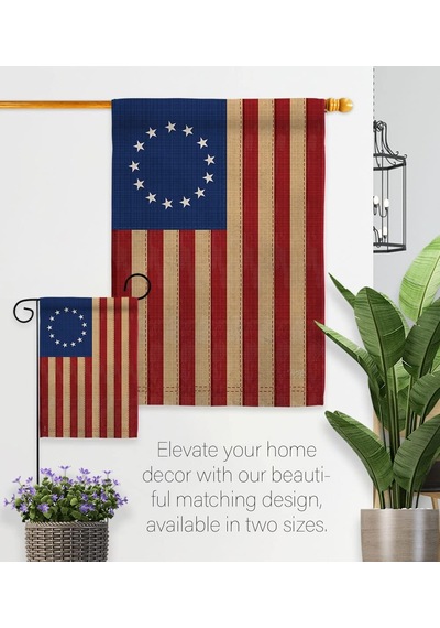 Betsy Ross Vintage Americana - Günlük Tarihi İzlenimler Dekoratif Dikey Ev Bayrağı 71 Cm X 101 Cm Abd'de Basılmıştır