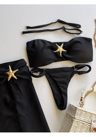 Ece's Design Kadın Deniz Yıldızı Desenli Bikini Takımı My1004 Siyah