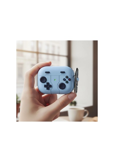 Caseonn Apple Airpods Uyumlu 5 Kılıf Retro Gamepad Mavi