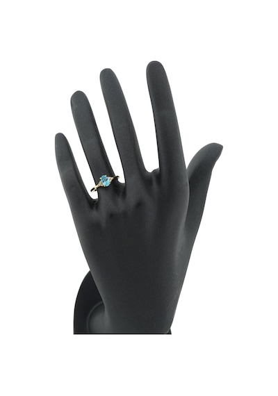 Blue Topaz Oval Tektaş Pırlanta Yüzük Sarı