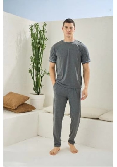 Moda Dua Kocabey 2092 Erkek O.yaka Pijama Takım Antrasit