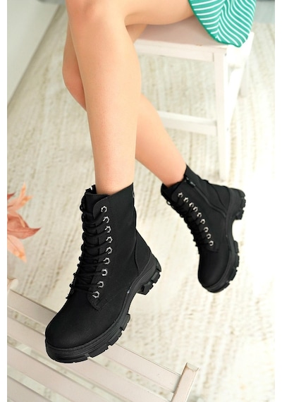 Nesil Shoes Nstar 208 Siyah Zümrüt Fermuarlı Kadın Bot-siyah Zümrüt Siyah - Zümrüt