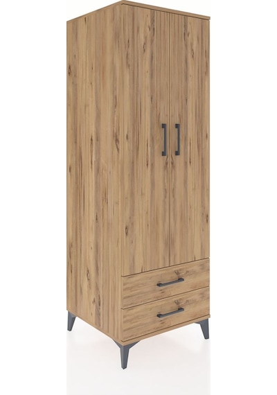 Kronos Dolap 4 Raflı 2 Çekmeceli 2 Kapaklı 60x59x182 Çam-çam Çam