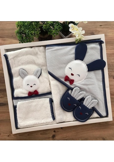 Yeni Kolleksiyon Erkek Bebek Havlu Bornoz Seti L100826 Bebek Doğum si Bej
