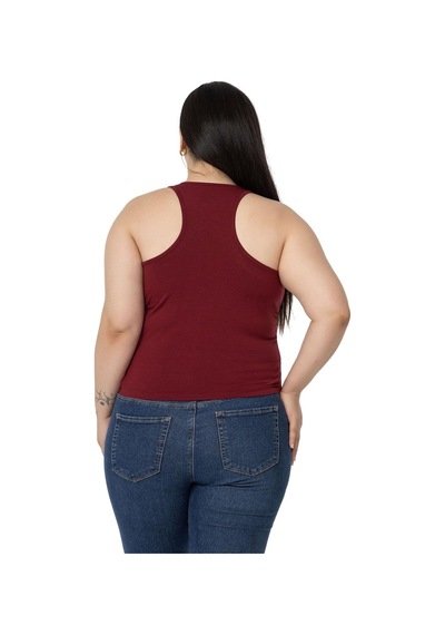 Disentis Büyük Beden Önü Ve Yanları Drapeli Halter Yaka Bordo Body-bordo Bordo