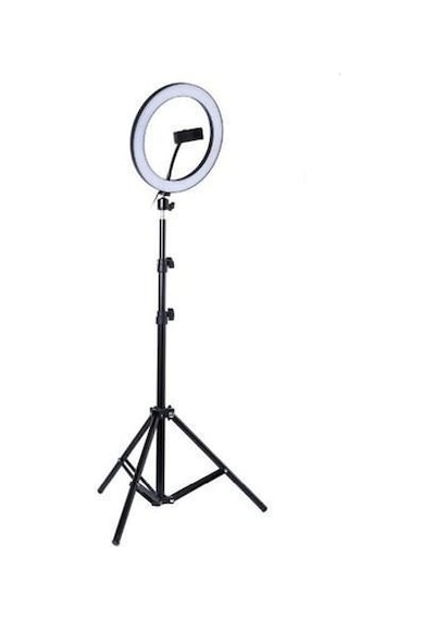 Selfie Led Işık 10inç Youtube,makyaj,kuaför 26cm-2m Stand Açık Gri