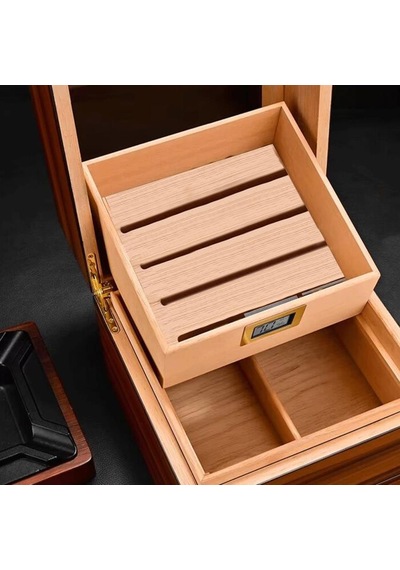 Cigarloong Camlı Katlı Humidor Puro Kutusu Tiger Desen 100s