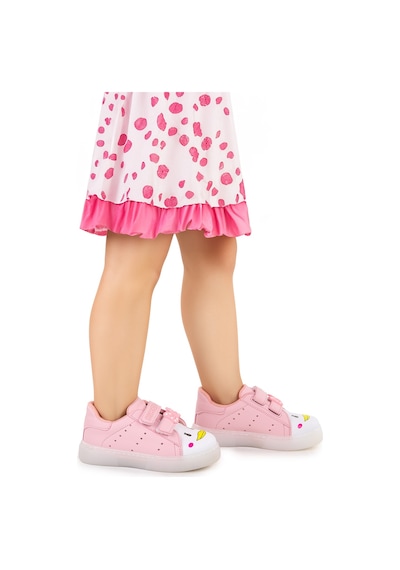 Kiko Kids Bart Cırtlı Işıklı Kız Çocuk Spor Ayakkabı Pembe