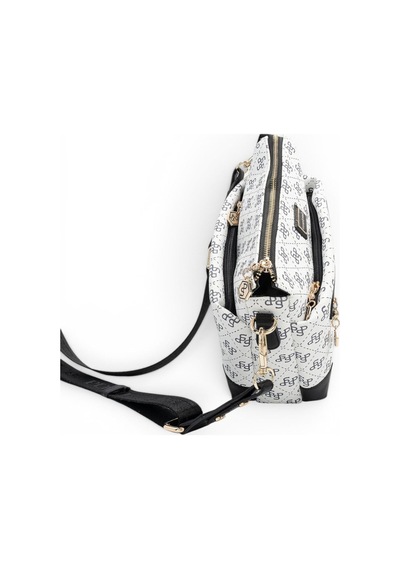 Silver & Polo Silver Polo Beyaz - Siyah Monogram Kadın Çapraz Çanta Sp1110