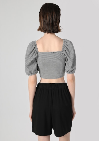 Colins Slim Fit Kare Yaka Kadın Siyah Kısa Kol Tişört Cl1063345 Q1.v1 Blk SIYAH