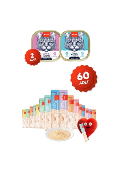 Krema Kedi Ödül Maması 60 Adet 14gr 2 Adet Kedi Yaş Mama 40gr Hediyeli