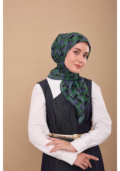Silk Home Yaz Esintisi Eşarp 150001-10 Yeşil, Mor, Siyah