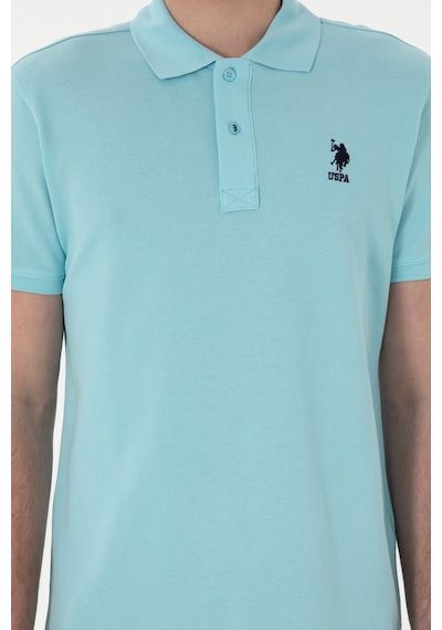 U.S. Polo Assn. Erkek Slim Fit Polo Yaka Açık Mavi Basic Tişört 50298041-VR007