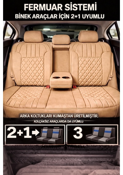 Fiat Egea Cross 2020 Ve Sonrası Uyumlu Zerafet Serisi Bej 5'li Ortopedik Koltuk Minderi
