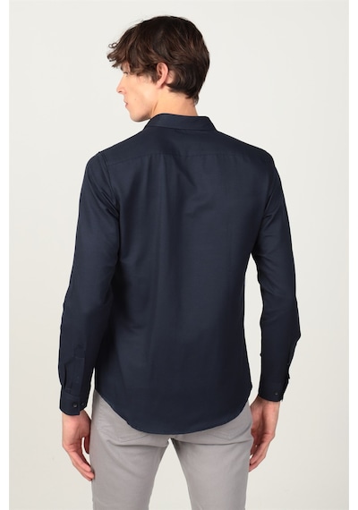 Tudors Slim Fit Dar Kesim Oxford Spor Erkek Gömlek-19562 Lacivert