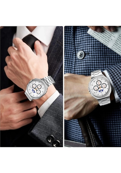 Samsung Galaxy Watch 8 40/44mm & Watch 8 Classic 46mm Uyumlu Paslanmaz Çelik Saat Kordonu Gümüş