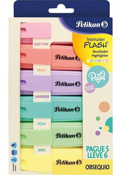 Fosforlu Kalem Pastel Renkler 6'lı Paket Renkli