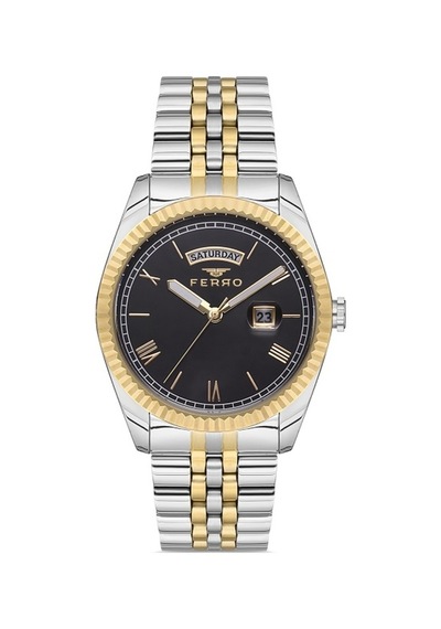 Ferro F11130a-d3 Quartz Çelik Altın/gri Siyah Kadran 41 Mm Erkek Kol Saati F11130a-d3 F11130a-d3