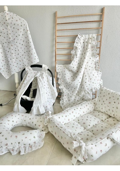 %100 Pamuk 7 Parça Çift Taraflı Muslin Set Tasarım