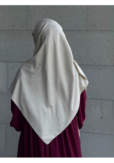 Qalortex Scarf Premium Jakarlı Sare Büyük Boy Eşarp -kum Beji