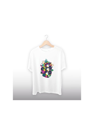 Minimalist 3 Kadın Detaylı Unisex Tişört Beyaz