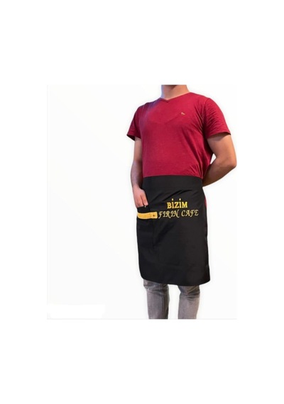 Yarım Belden Bağlamalı Önlük Micropolyester Kuaför Cafe Garson Restoran Önlüğü Siyah