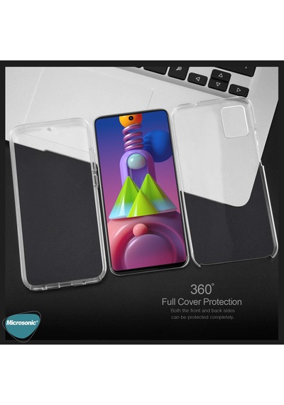 Microsonic Samsung Uyumlu Galaxy M31s Kılıf 6 tarafı tam full koruma 360 Clear Soft