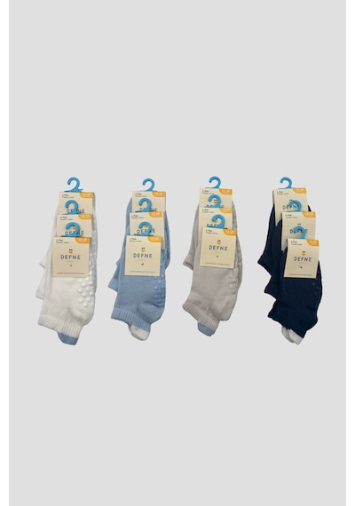 Defne Baby Erkek Bebek Ve Çocuk Kaydırmaz Tabanlı Premium Pamuklu Patik Çorap Seti Çok Renkli