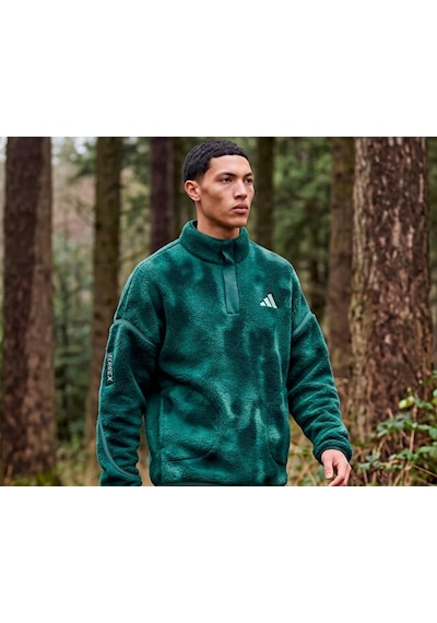 Adidas Terrex Mt Ess Hp Aop Erkek Outdoor Polar Sweatshirts Ks2316 Yeşil