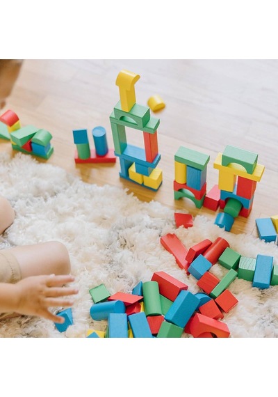 100 Parça Ahşap Bloklar Eğitici Oyuncak Renkli Zeka Ve Beceri Gelişim Seti 3+ Yaş