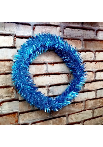 Vıp 5 Metre Parlak Metalik Mavi Çam Dalı Mavi Yılbaşı Garlandı Mavi Garland Mavi Noel Ağacı Dalı Diğer