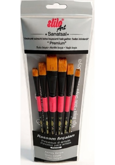 Stilo Art Düz Kesik Fırça Seti 6lı Set-5