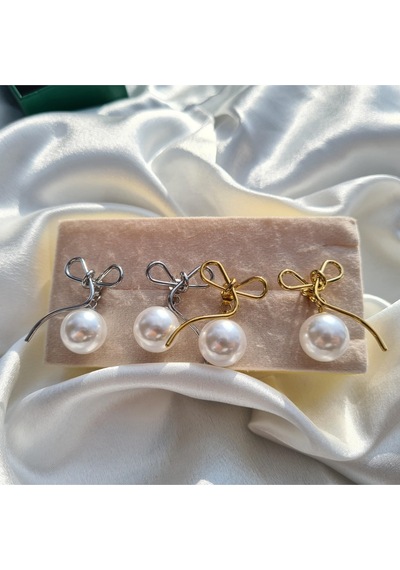 Pearl Ribbon Elegance Küpe Gümüş