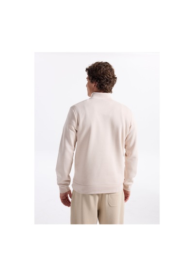 Jack & Jones Dik Yaka Krem Erkek Sweatshırt 12299799 Jornewove Sweat Smu