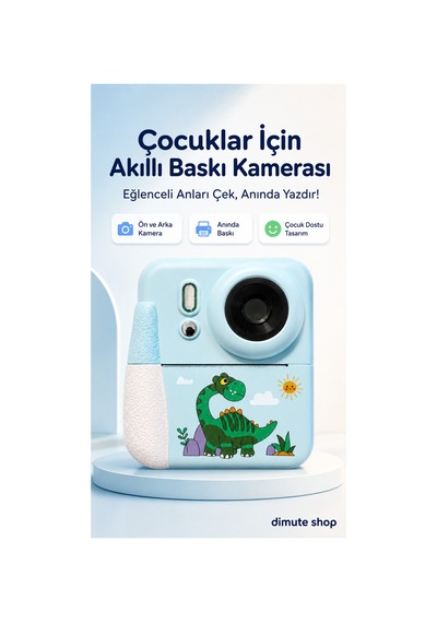 Dijital Fotoğraf Makinesi Çocuk Termal Resim Kağıt Baskılı Yazıcı Kamera Video Makinesi Cmr92 Mavi - 904785649