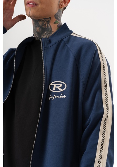 Respire Erkek Ffb Şerit Detaylı Dik Yaka Doubleface Zip Oversize Sweatshirt Lacivert