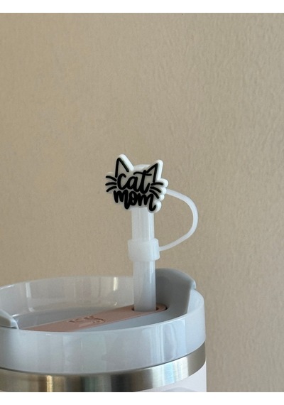 Sevimli Kedi Model Silikon Toz Geçirmez Sızdırmaz Pipet Kapağı 1 Adet Termos Ile Uyumlu Siyah - Beyaz